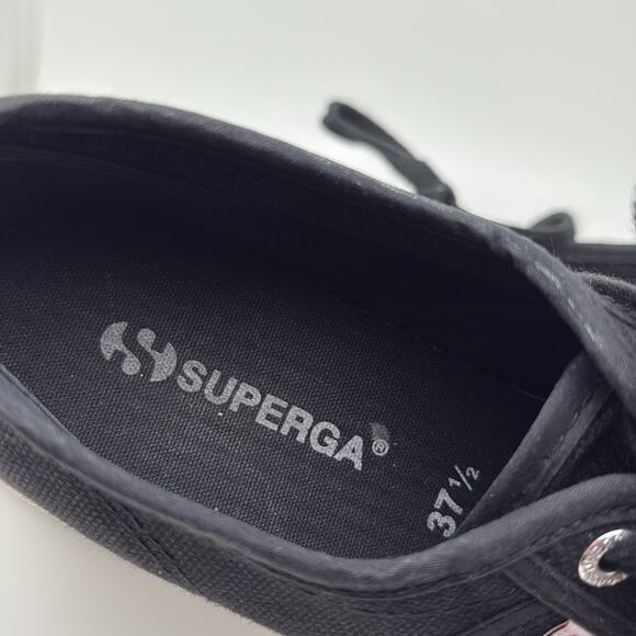 Superga Women’s / Unisex Black Canvas Platform Sneaker Size 37.5 US 5.5 - Picture 7 of 10
